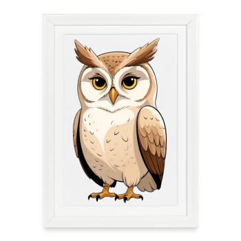 Funny Tree Owl Cartoon - Framed poster (27 × 37 cm) - white - Front