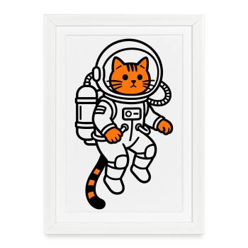 Le chat dans l’espace - Affiche encadrée (27 × 37 cm) - blanc - Devant