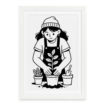 Jardinage pour les verts - Affiche encadrée (27 × 37 cm) - blanc - Devant