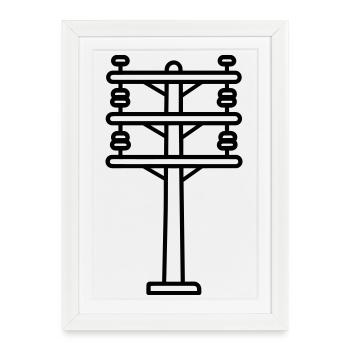 poteau électrique - Affiche encadrée (27 × 37 cm) - blanc - Devant
