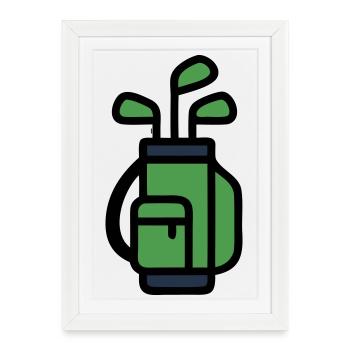 Sac de golf Tournoi du club de golf Golfeur Sac - Affiche encadrée (27 × 37 cm) - blanc - Devant