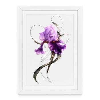 Purple Iris Blossom Elegant Floral Art - Framed poster (27 × 37 cm) - white - Front