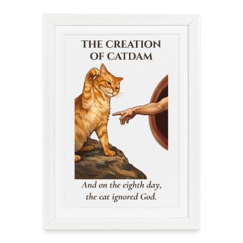 Catdam : La Création Féline - Affiche encadrée (27 × 37 cm) - blanc - Devant