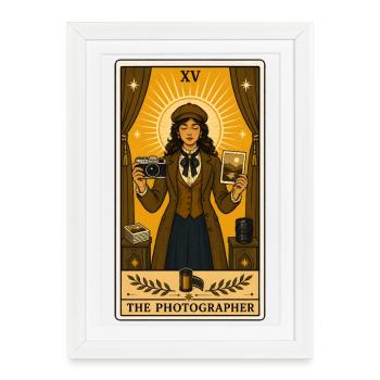 Photographe | Métier de caméraman Tarot - Affiche encadrée (27 × 37 cm) - blanc - Devant