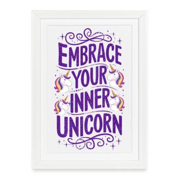 Embrassez votre licorne intérieure - Affiche encadrée (27 × 37 cm) - blanc - Devant