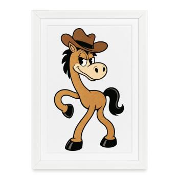 Cheval de style western - Affiche encadrée (27 × 37 cm) - blanc - Devant