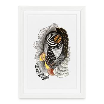 Dessin géométrique au trait avec motif à l’échelle - Affiche encadrée (27 × 37 cm) - blanc - Devant