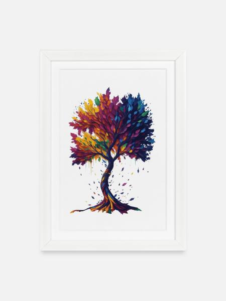 Baum des Lebens - Gerahmtes Poster (27 × 37 cm) - Weiß
