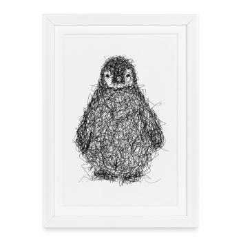 Pingouin gribouillage - Affiche encadrée (27 × 37 cm) - blanc - Devant