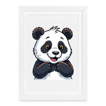 Panda mignon avec un visage heureux - Affiche encadrée (27 × 37 cm) - blanc - Devant