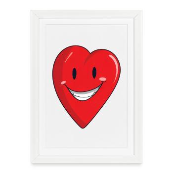 Cheerful heart with a smile - Framed poster (27 × 37 cm) - white - Front