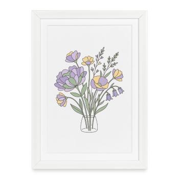 Pastel Blumen Flowers Botanik  - Framed poster (27 × 37 cm) - white - Front