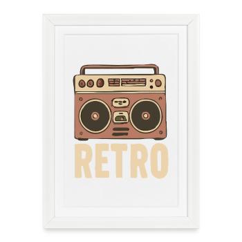 Retro Boombox Illustration - Vintage Radio - 80s - Framed poster (27 × 37 cm) - white - Front