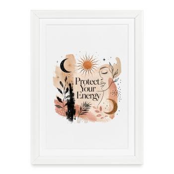 Protégez votre énergie – Boho Sky Art - Affiche encadrée (27 × 37 cm) - blanc - Devant