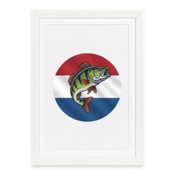 Perch Fishing Netherlands - Framed poster (27 × 37 cm) - white - Front