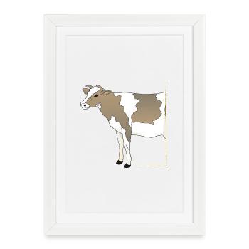 Vache - Demi-vache dans le cadre - Affiche encadrée (27 × 37 cm) - blanc - Devant