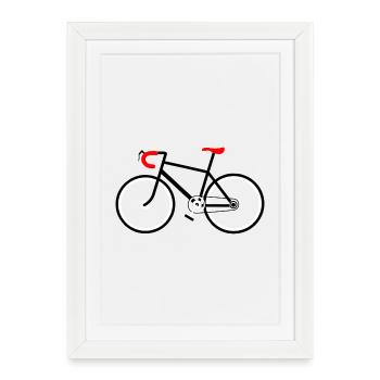 New bike with red sports steering wheel and sports saddle for - Framed poster (27 × 37 cm) - white - Front
