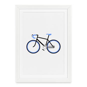 New bike with blue sports steering wheel and sports saddle - Framed poster (27 × 37 cm) - white - Front