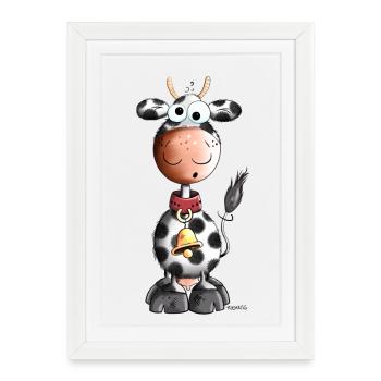 Drôle Vache - Affiche encadrée (27 × 37 cm) - blanc - Devant