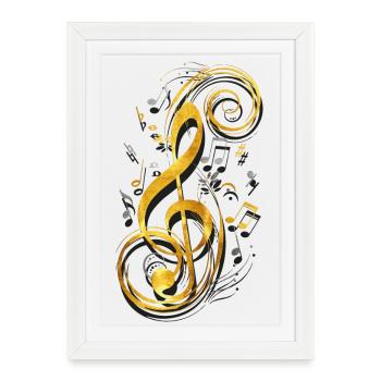 Musique - Clé de musique - Clé de partition - Note - Affiche encadrée (27 × 37 cm) - blanc - Devant