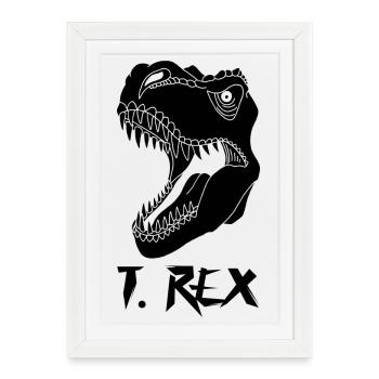 Tyrannosaure noir - Affiche encadrée (27 × 37 cm) - blanc - Devant
