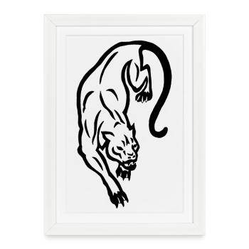 Silhouette de panthère noire - Affiche encadrée (27 × 37 cm) - blanc - Devant