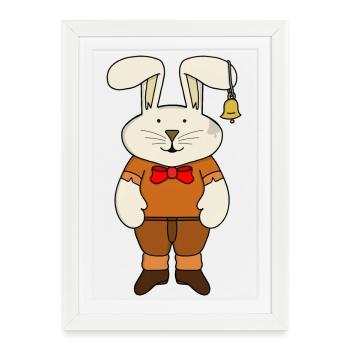 Rabbit with a bell in his ear - Framed poster (27 × 37 cm) - white - Front
