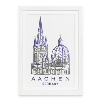 Cathédrale d’Aix-la-Chapelle, Aix-la-Chapelle, Allemagne - Affiche encadrée (27 × 37 cm) - blanc - Devant