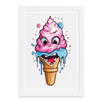 Verspieltes Eistopping-Motiv für Kinder - Framed poster (27 × 37 cm) - white - Front