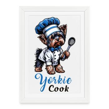 Yorkshire terrier cook - Framed poster (27 × 37 cm) - white - Front