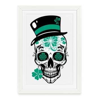 Crâne de sucre Saint-Patrick - Affiche encadrée (27 × 37 cm) - blanc - Devant
