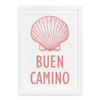Buen Camino de Santiago Pilgrim Shell - Affiche encadrée (27 × 37 cm) - blanc - Devant