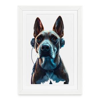 Doggo DJ - Framed poster (27 × 37 cm) - white - Front