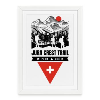 Sentier des Crêtes du Jura Suisse - Affiche encadrée (27 × 37 cm) - blanc - Devant