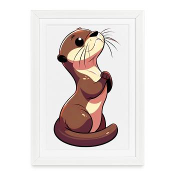 Loutre - Affiche encadrée (27 × 37 cm) - blanc - Devant