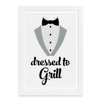 Tablier de cuisine drôle pour hommes - Affiche encadrée (27 × 37 cm) - blanc - Devant