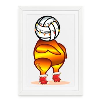 WEIHNACHTEN VOLLEYBALL BRATHÄHNCHEN - Gerahmtes Poster (27 × 37 cm) - Weiß - Vorne