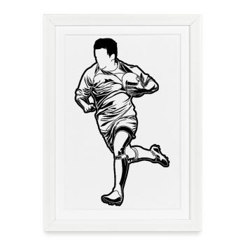 Croquis de garçon de rugby - Affiche encadrée (27 × 37 cm) - blanc - Devant