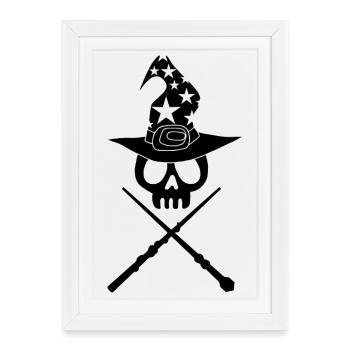 Crâne du magicien noir - Affiche encadrée (27 × 37 cm) - blanc - Devant