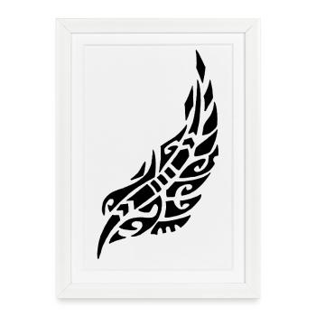 Black Feather of the Bird - Framed poster (27 × 37 cm) - white - Front