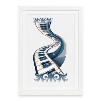 L’élégance des touches de piano et des fleurs - Affiche encadrée (27 × 37 cm) - blanc - Devant