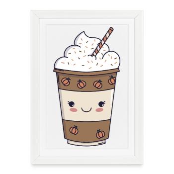 Pumpkin Spice Latte – Kawaii Fall 🍂☕ - Framed poster (27 × 37 cm) - white - Front