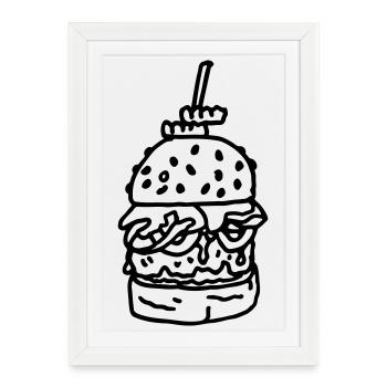 Hamburger_met_sla_tomaat_en_kaas - Affiche encadrée (27 × 37 cm) - blanc - Devant
