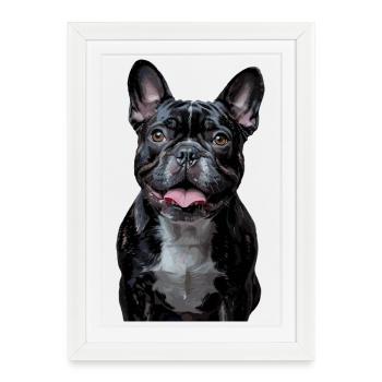 Illustration bouledogue français pour les fans de chiens - Affiche encadrée (27 × 37 cm) - blanc - Devant