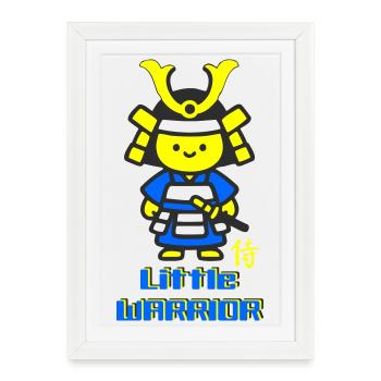 Kleiner Samurai Krieger - Gerahmtes Poster (27 × 37 cm) - Weiß - Vorne