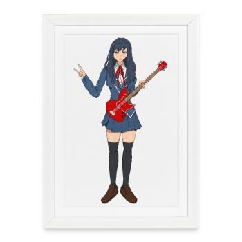 Just A Girl Who Loves Bass Guitar Girl Waifu - Framed poster (27 × 37 cm) - white - Front