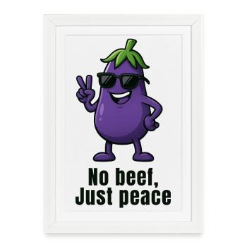 No Meat, Peaceful Eggplant - No beef - Framed poster (27 × 37 cm) - white - Front