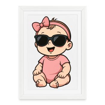 Bande dessinée Bébé Fille - Affiche encadrée (27 × 37 cm) - blanc - Devant