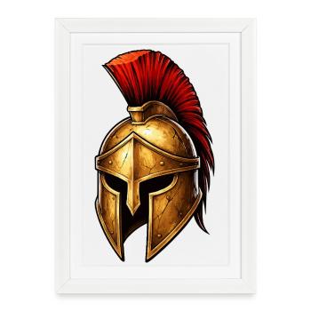 Le Casque du Chevalier Spartiate - Affiche encadrée (27 × 37 cm) - blanc - Devant