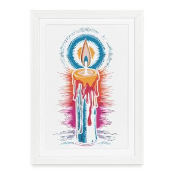 Faith Light Candle Retro Spirit Design - Affiche encadrée (27 × 37 cm) - blanc - Devant